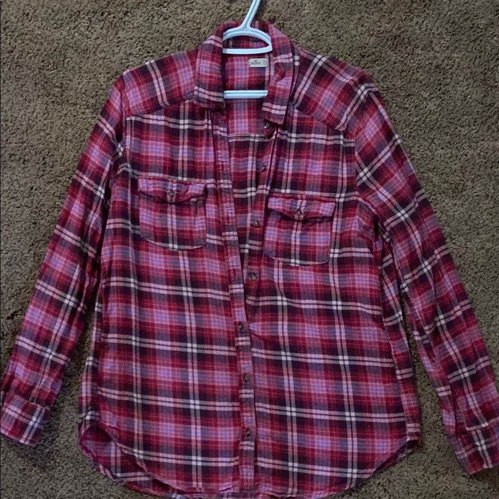 Red Plaid Button-Up Shirt